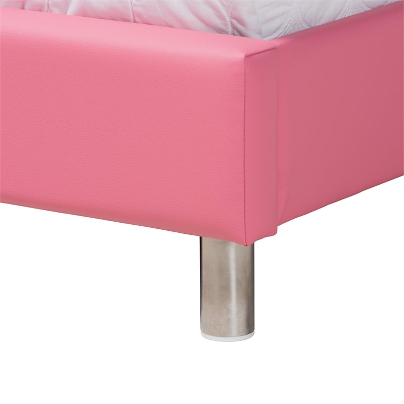 Baxton Studio Canterbury Pink Faux Leather Upholstered Full Size Bedroom Set