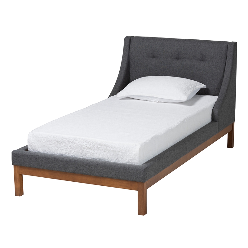 Baxton Studio Louvain Dark Grey Fabric Upholstered Twin Size 3-Piece Bedroom Set