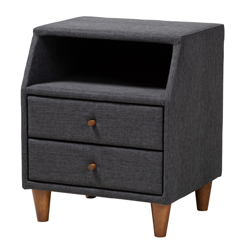 Baxton Studio Louvain Dark Grey Fabric Upholstered Twin Size 3-Piece Bedroom Set