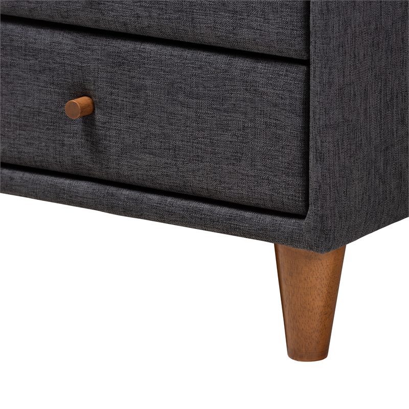 Baxton Studio Louvain Dark Grey Fabric Upholstered Twin Size 3-Piece Bedroom Set