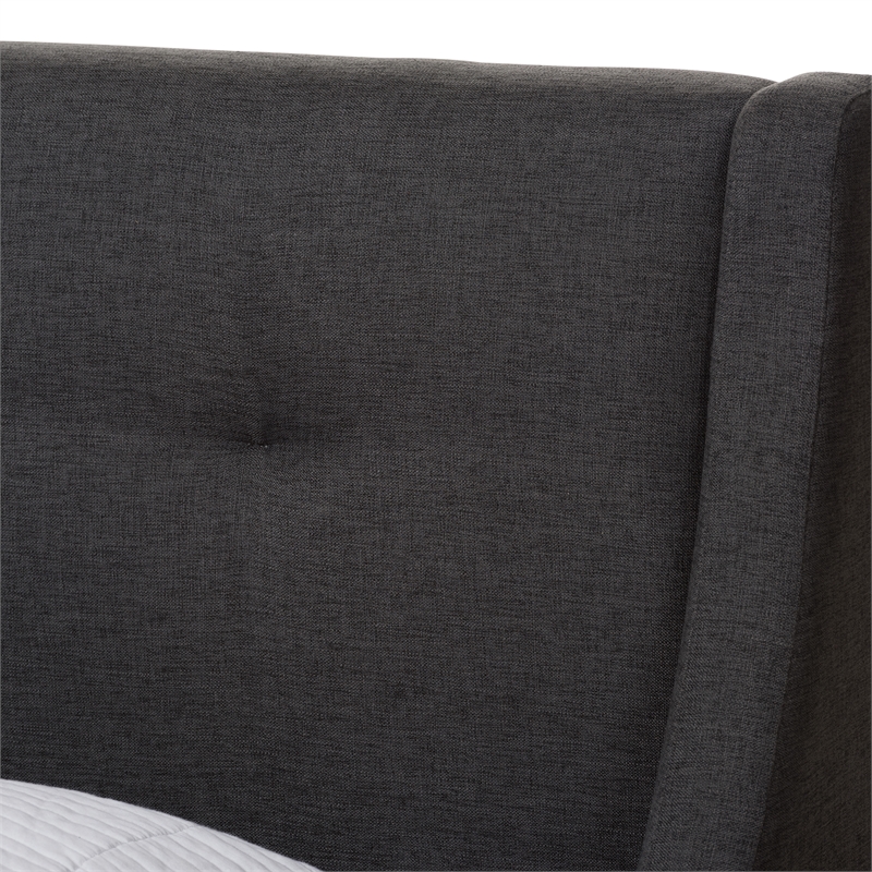 Baxton Studio Louvain Dark Grey Fabric Upholstered Twin Size 3-Piece Bedroom Set