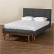 Baxton Studio Valencia Dark Grey Fabric Upholstered Full Size Bedroom Set