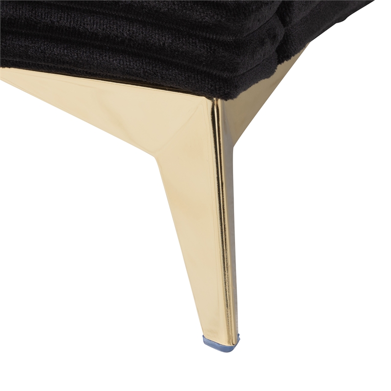 Baxton Studio Abberton Black Velvet and Gold Metal Queen Size Panel Bed