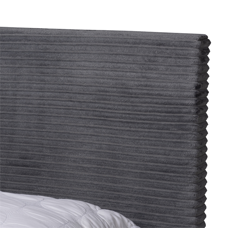 Baxton Studio Abberton Grey Velvet and Gold Metal Queen Size Panel Bed