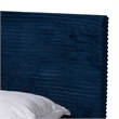 Baxton Studio Abberton Navy Blue Velvet and Gold Metal Queen Size Panel Bed