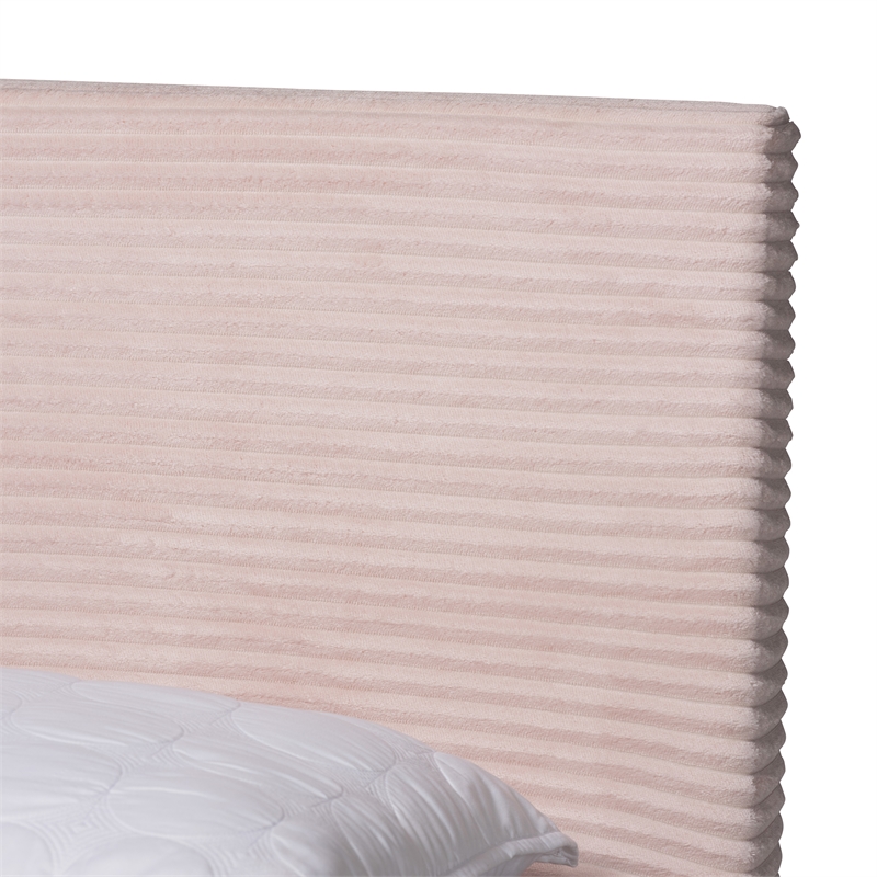Baxton Studio Abberton Light Pink Velvet and Gold Metal Queen Size Panel Bed