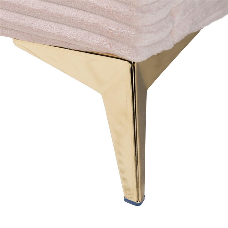 Baxton Studio Abberton Light Pink Velvet and Gold Metal Queen Size Panel Bed