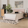 Baxton Studio Abberton Light Pink Velvet and Gold Metal Queen Size Panel Bed