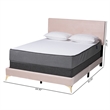 Baxton Studio Abberton Light Pink Velvet and Gold Metal Queen Size Panel Bed