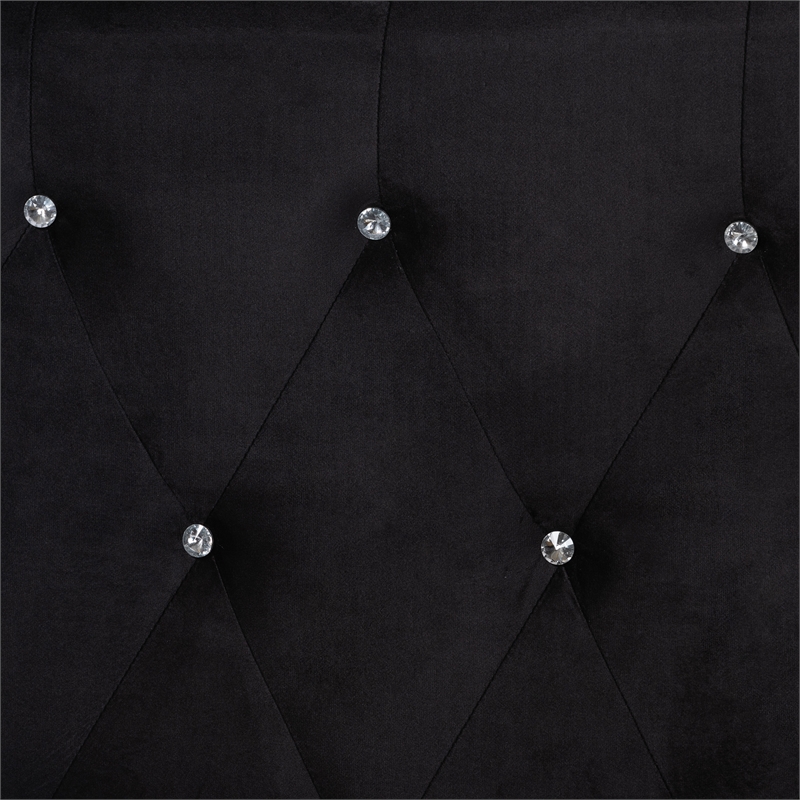 Baxton Studio Easton Black Velvet and Gold Metal Queen Size Panel Bed