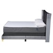 Baxton Studio Easton Grey Velvet and Gold Metal Queen Size Panel Bed