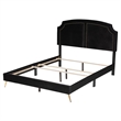 Baxton Studio Oxley Black Velvet and Gold Metal Queen Size Panel Bed