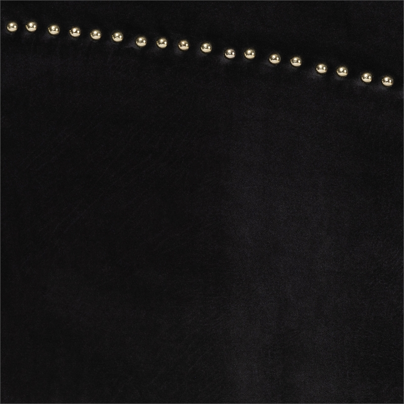 Baxton Studio Oxley Black Velvet and Gold Metal Queen Size Panel Bed