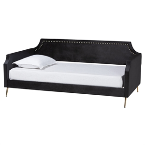 baxton studio pita black velvet and gold metal twin size daybed
