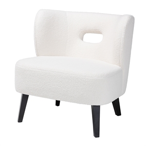 baxton studio naara ivory boucle upholstered and black wood accent chair