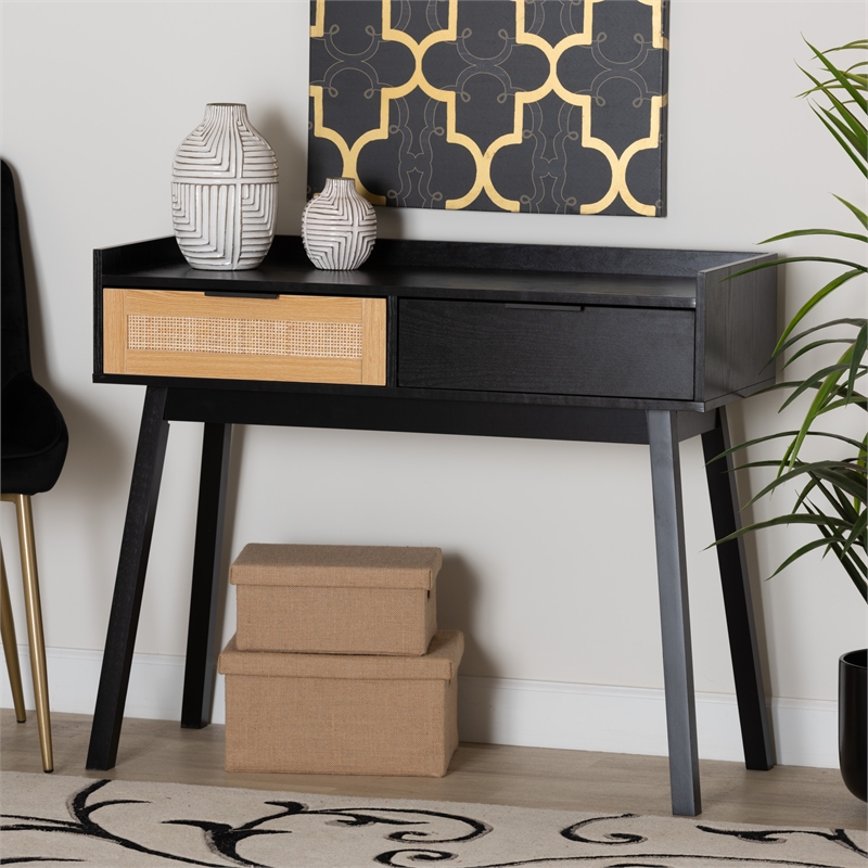 Baxton Studio Kalani Two-Tone Brown Wood 2-Drawer Console Table