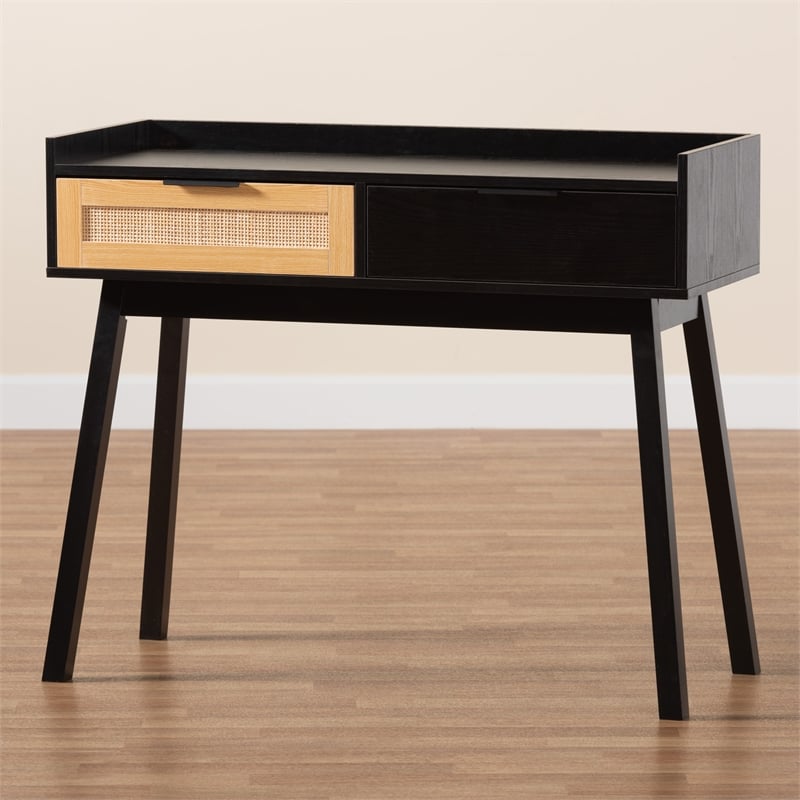 Baxton Studio Kalani Two-Tone Brown Wood 2-Drawer Console Table