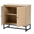 Baxton Studio Caterina Brown Wood and Natural Rattan 2-Door Storage Cabinet