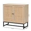 Baxton Studio Caterina Brown Wood and Natural Rattan 2-Door Storage Cabinet