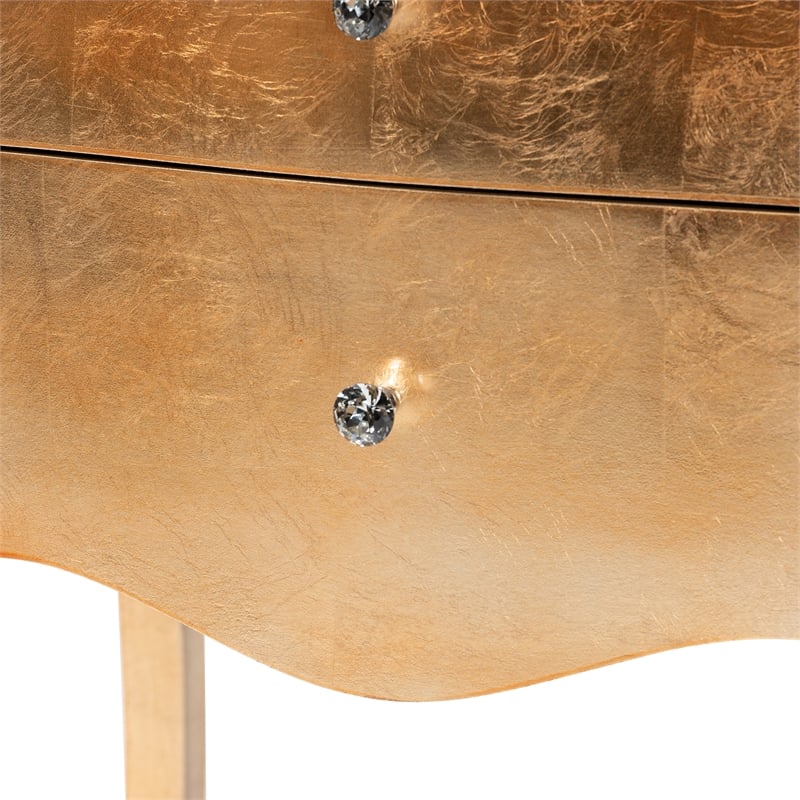 Baxton Studio Patrice Gold Finished Wood 2-Drawer End Table