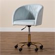 Baxton Studio Ravenna Aqua Velvet Fabric and Gold Metal Swivel Office Chair