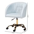 Baxton Studio Ravenna Aqua Velvet Fabric and Gold Metal Swivel Office Chair