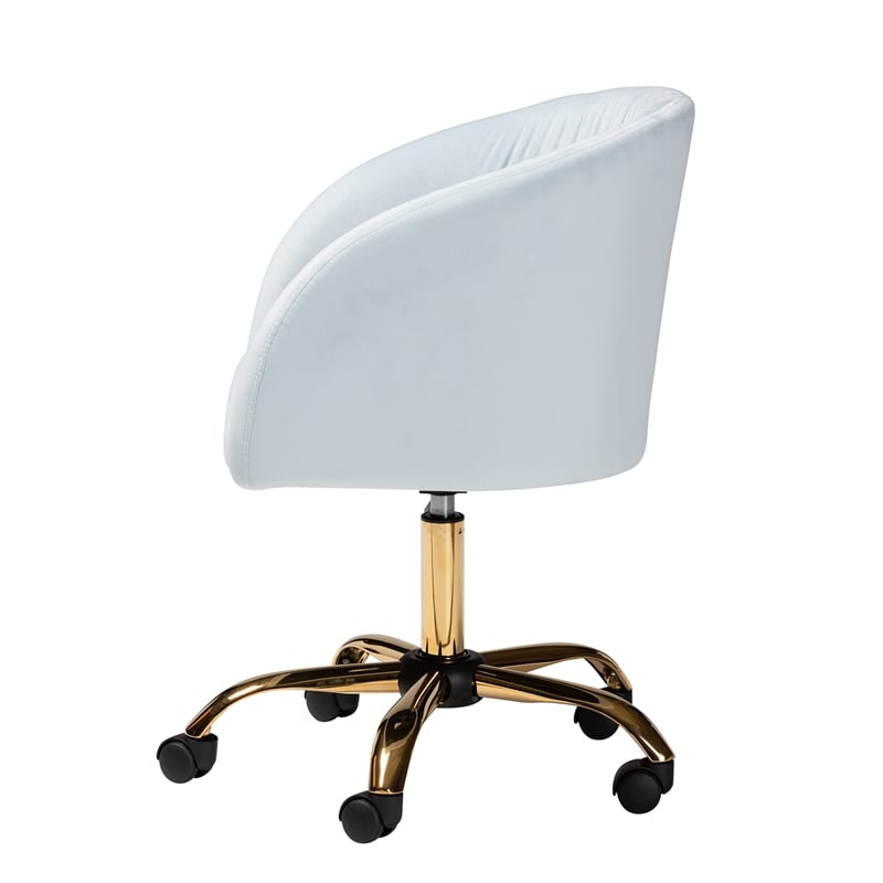 Baxton Studio Ravenna Aqua Velvet Fabric and Gold Metal Swivel Office Chair