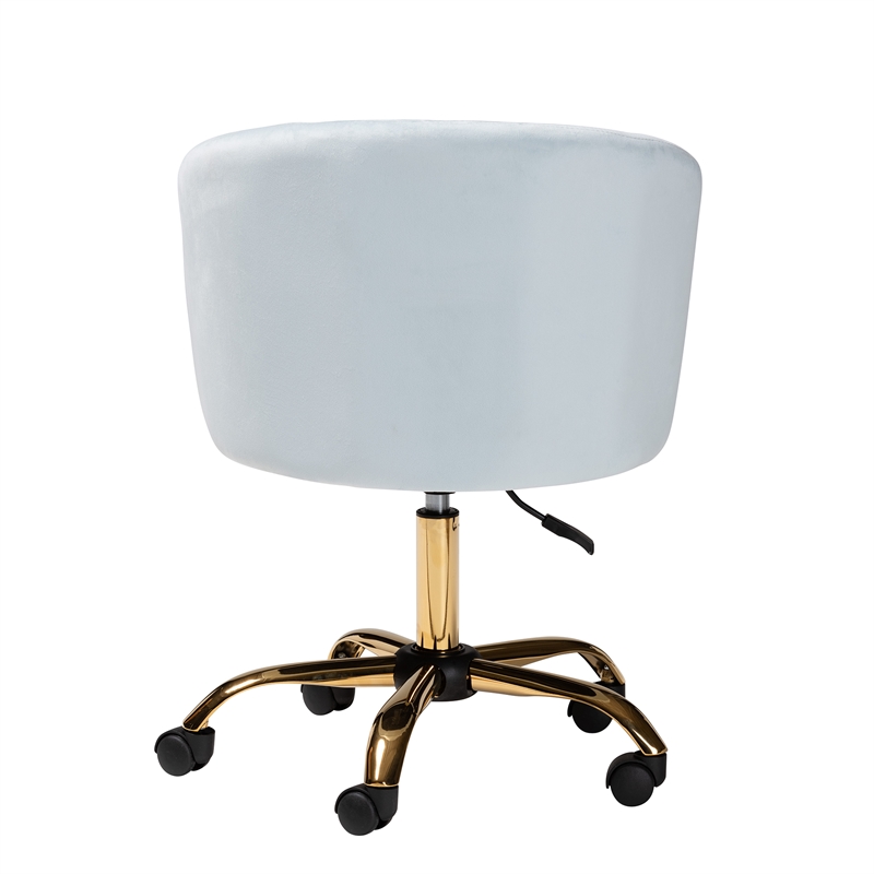 Baxton Studio Ravenna Aqua Velvet Fabric and Gold Metal Swivel Office Chair