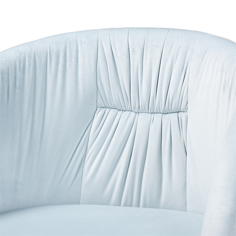 Baxton Studio Ravenna Aqua Velvet Fabric and Gold Metal Swivel Office Chair