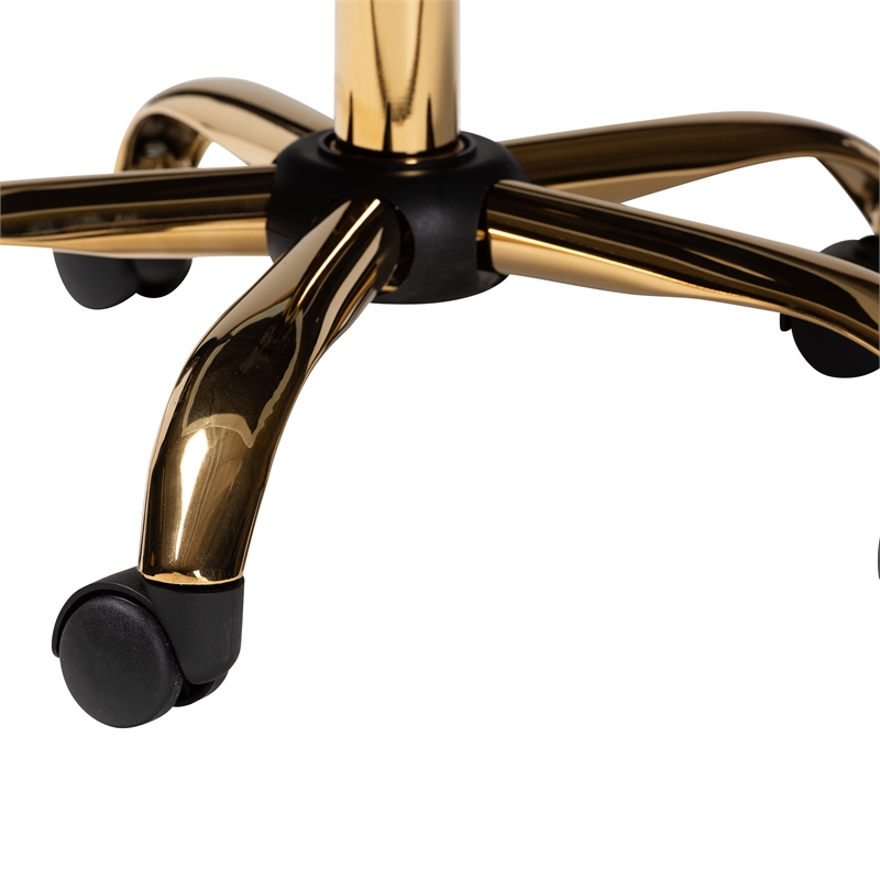 Baxton Studio Ravenna Aqua Velvet Fabric and Gold Metal Swivel Office Chair