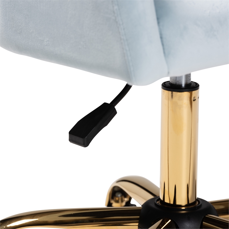 Baxton Studio Ravenna Aqua Velvet Fabric and Gold Metal Swivel Office Chair
