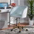 Baxton Studio Ravenna Aqua Velvet Fabric and Gold Metal Swivel Office Chair