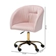 Baxton Studio Ravenna Pink Velvet Fabric and Gold Metal Swivel Office Chair