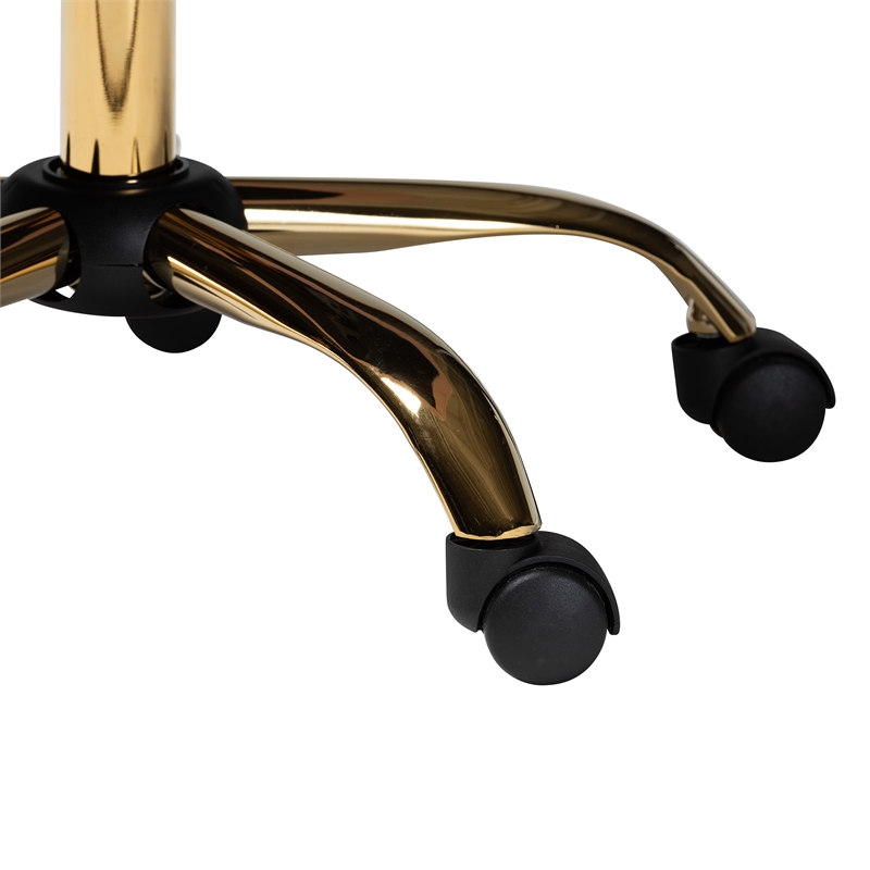 Baxton Studio Ravenna Pink Velvet Fabric and Gold Metal Swivel Office Chair