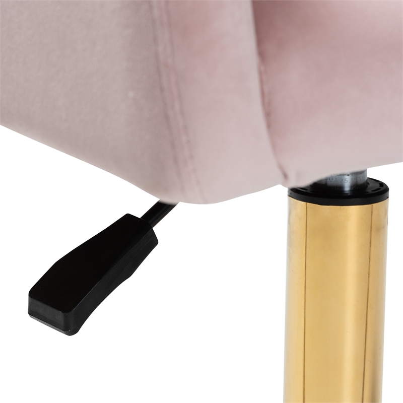 Baxton Studio Ravenna Pink Velvet Fabric and Gold Metal Swivel Office Chair