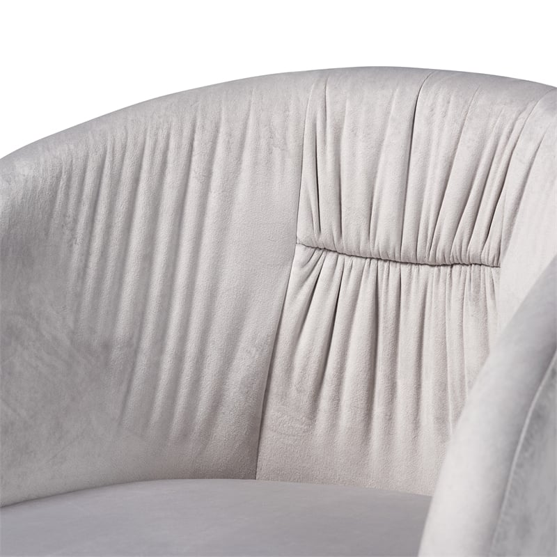 Baxton Studio Ravenna Grey Velvet Fabric and Gold Metal Swivel Office Chair