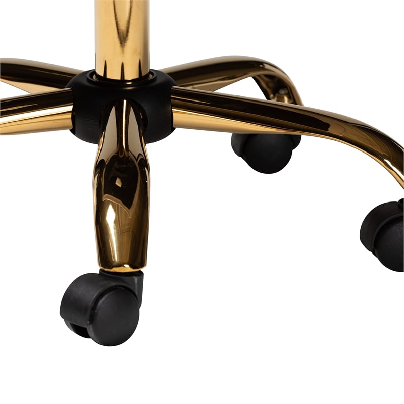 Baxton Studio Ravenna Grey Velvet Fabric and Gold Metal Swivel Office Chair