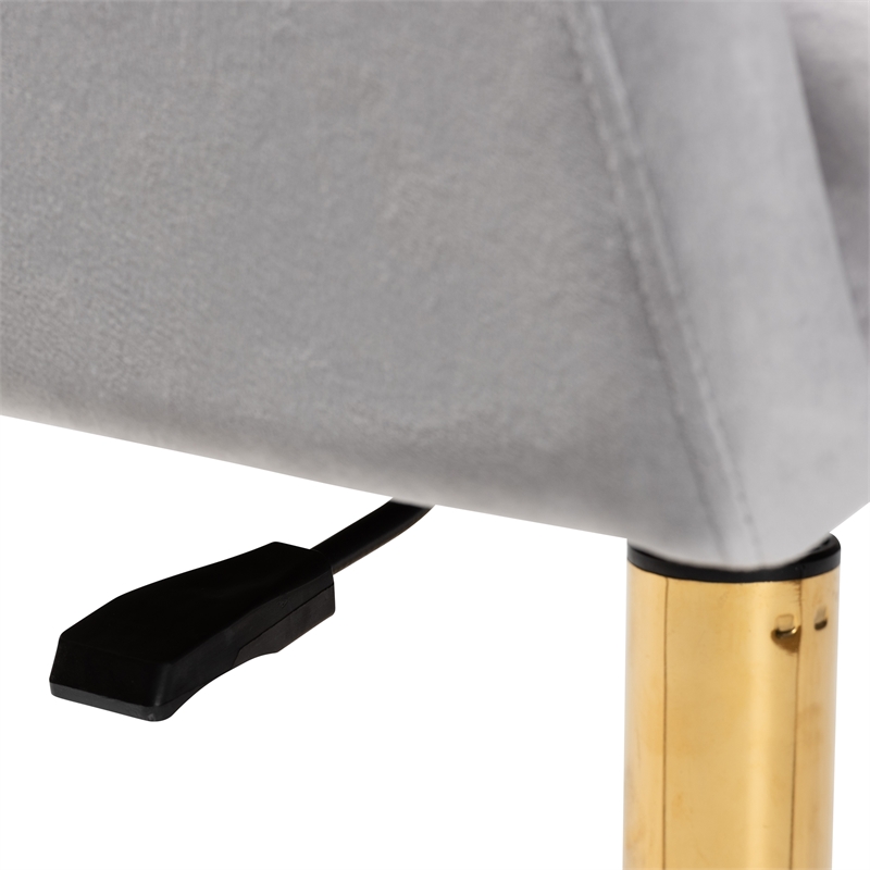 Baxton Studio Ravenna Grey Velvet Fabric and Gold Metal Swivel Office Chair