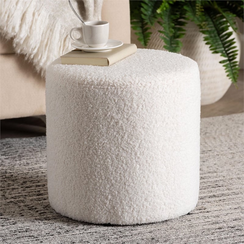 Baxton Studio Tori Modern and Contemporary Ivory Boucle Upholstered Ottoman