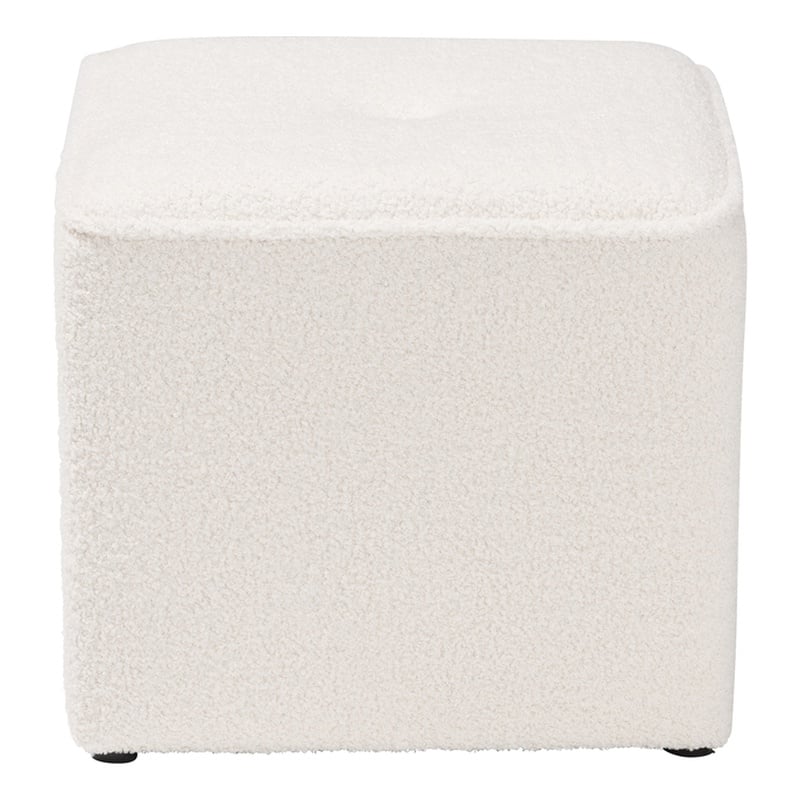 Baxton Studio Isaiah Modern and Contemporary Ivory Boucle Upholstered Ottoman