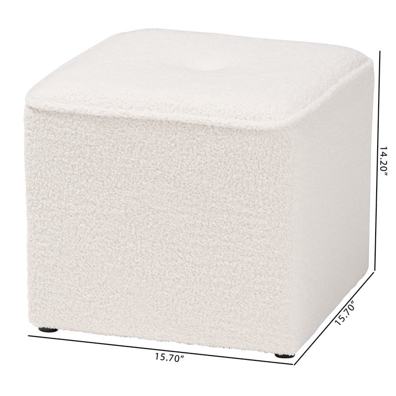 Baxton Studio Isaiah Modern and Contemporary Ivory Boucle Upholstered Ottoman