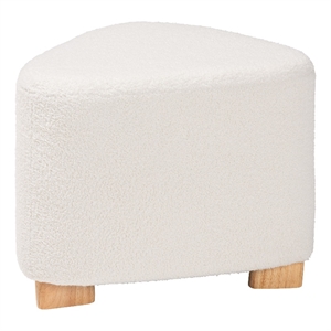 Baxton Studio Brielle Ivory Boucle Upholstered and Natural Brown Wood Ottoman