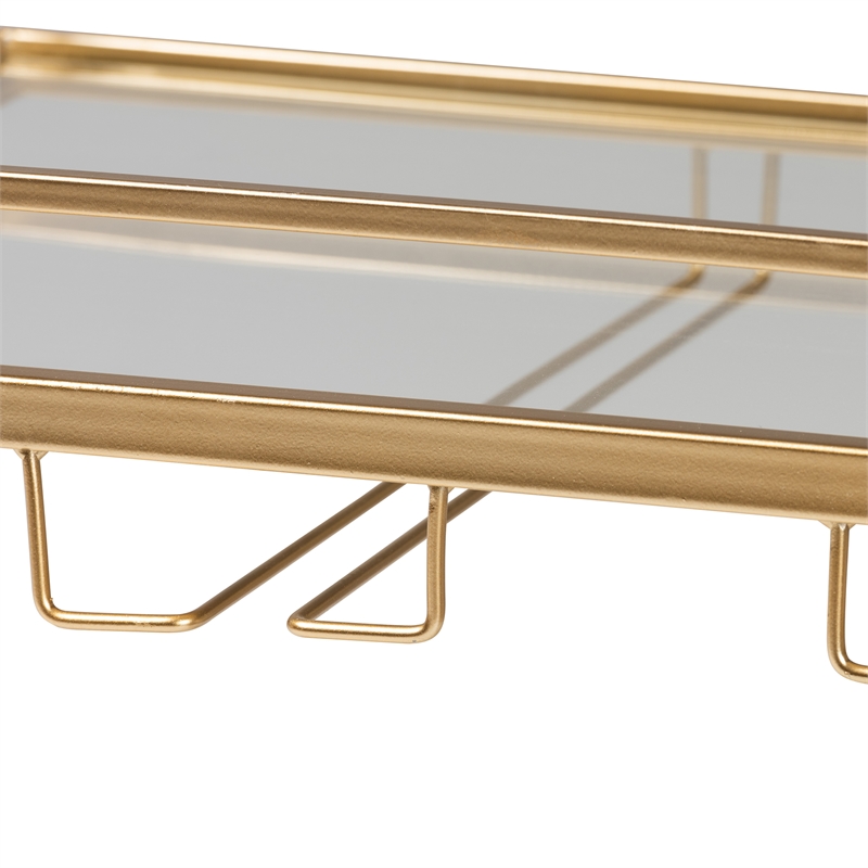 Baxton Studio Savannah Glam and Luxe Gold Metal and Glass Wine Cart