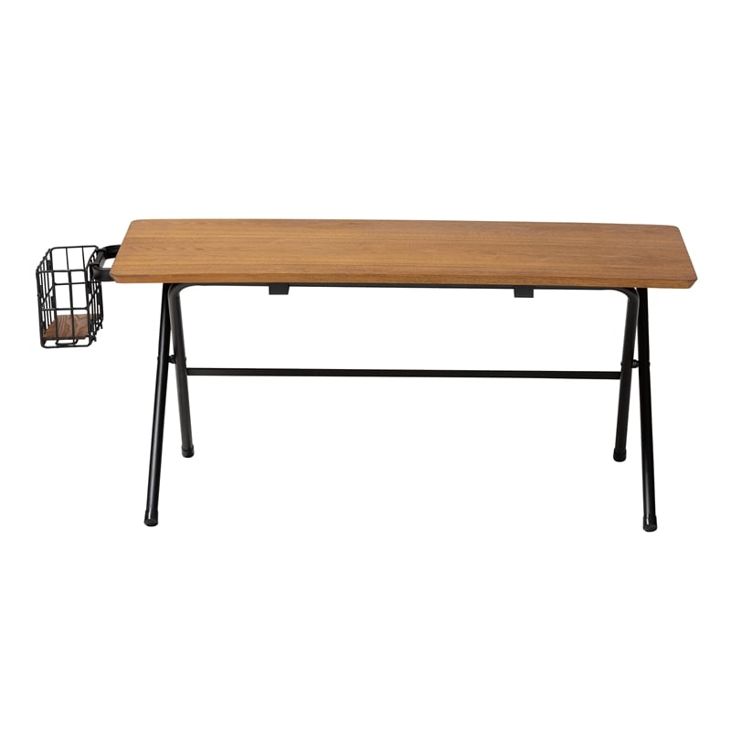 Baxton Studio Mariela Brown and Black Low Profile Coffee Table with Basket