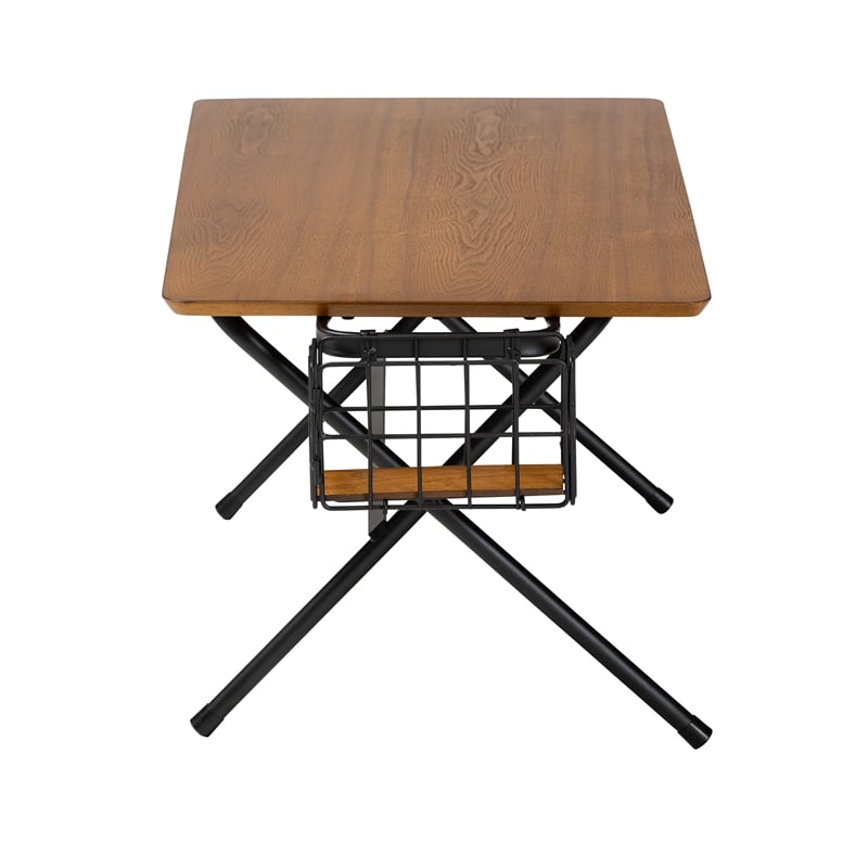 Baxton Studio Mariela Brown and Black Low Profile Coffee Table with Basket