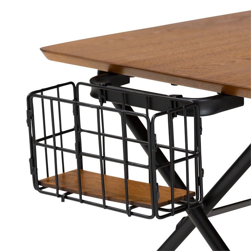 Baxton Studio Mariela Brown and Black Low Profile Coffee Table with Basket