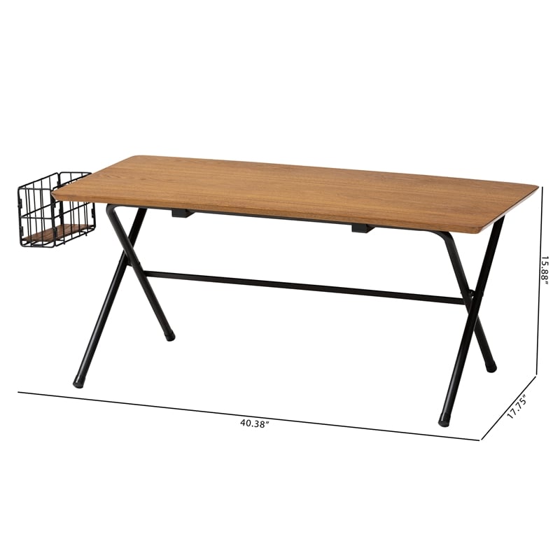 Baxton Studio Mariela Brown and Black Low Profile Coffee Table with Basket