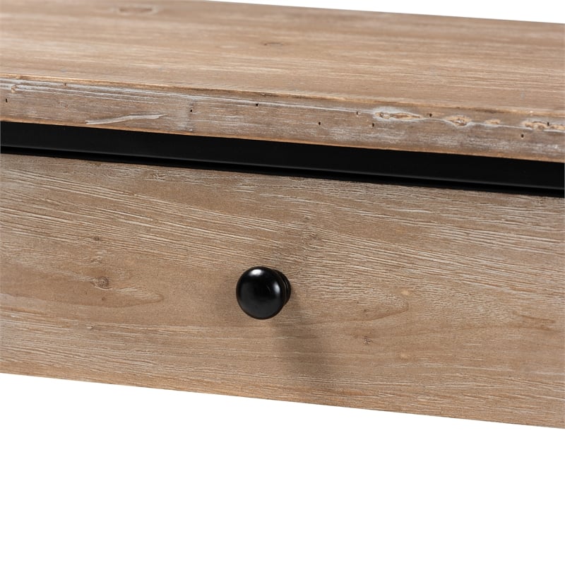 Baxton Studio Silas Brown Finished Wood and Black Metal 2-Drawer Console Table