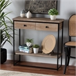 Baxton Studio Silas Brown Finished Wood and Black Metal 2-Drawer Console Table