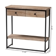 Baxton Studio Silas Brown Finished Wood and Black Metal 2-Drawer Console Table